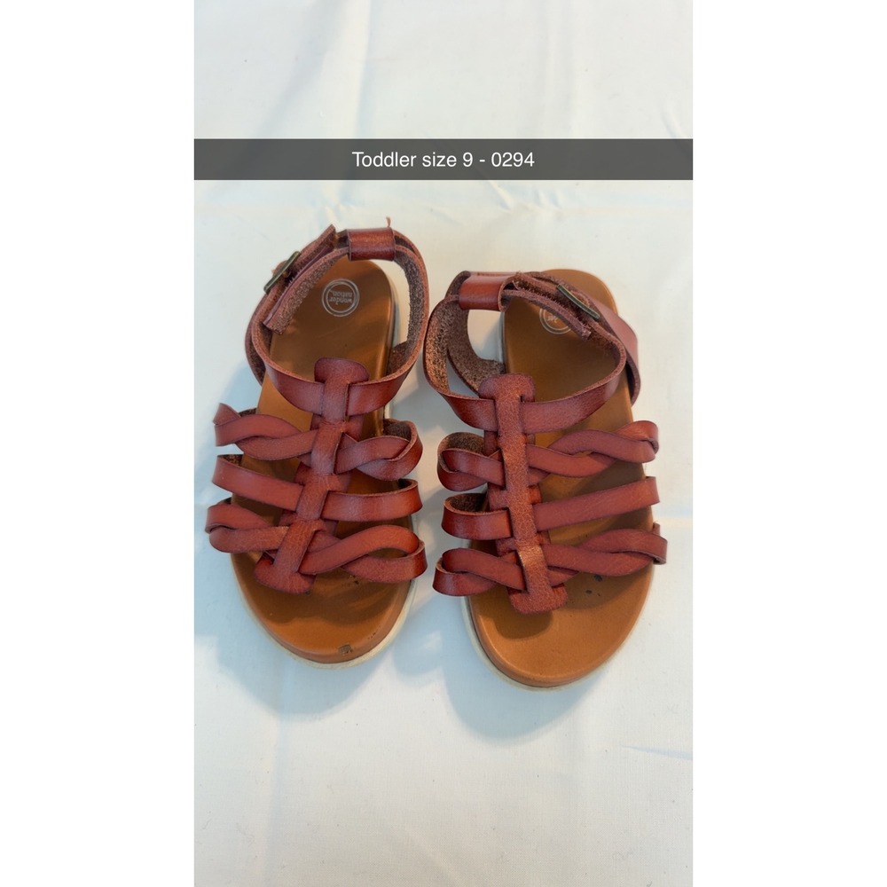 Wonder Nation Toddler Girls Brown Strappy Fisherman Sandals Size 9 Cognac 0294